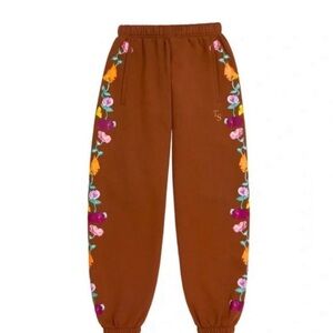 Taylor Swift Brown Kids Joggers with Floral Embroidery